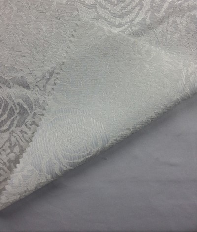 TB-FDN  提花桌布  枱布 100％滌  散花牡丹-純白  花瓣紋 正面照